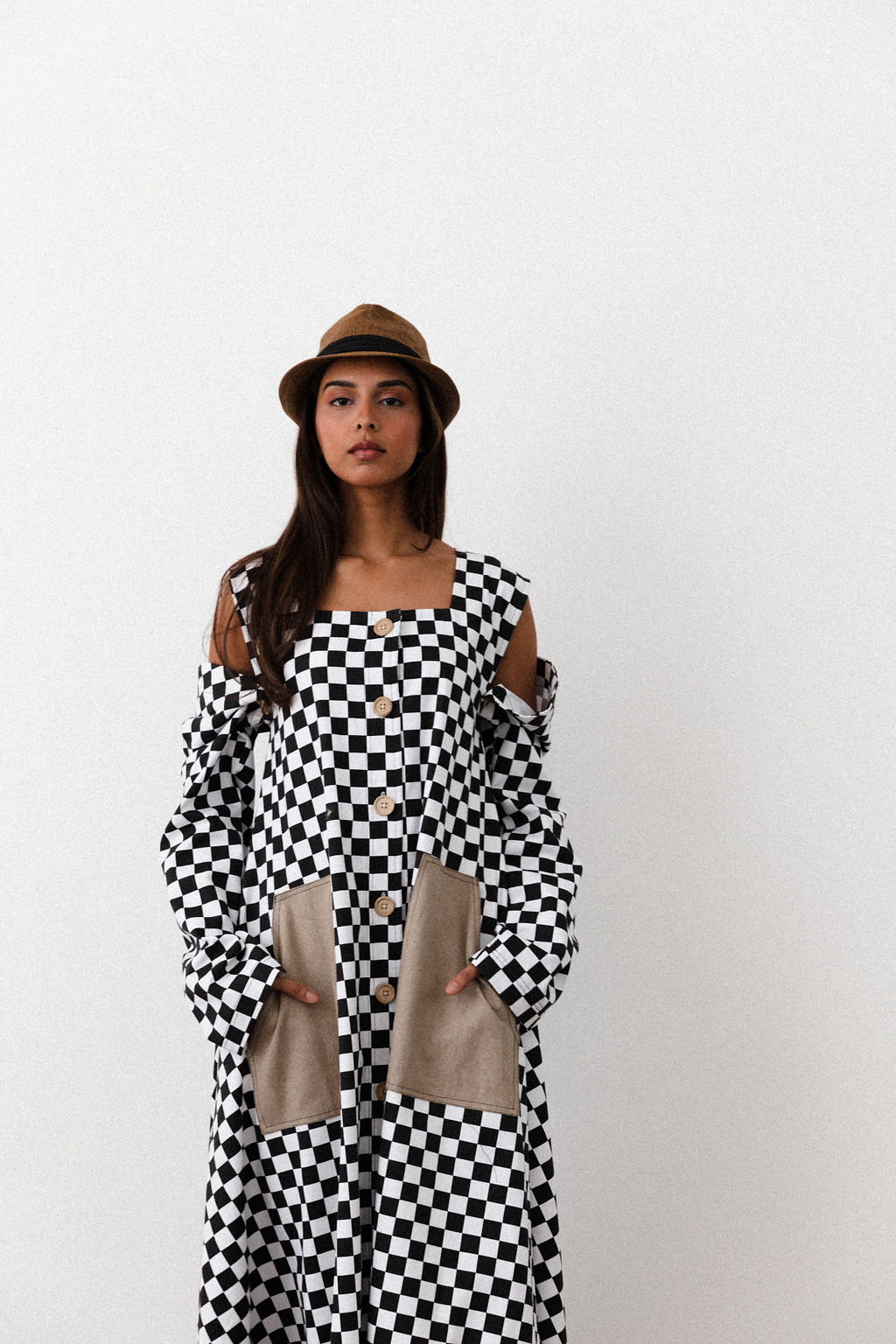 5D9A4085 Chekered Lenin dress - الصورة 1